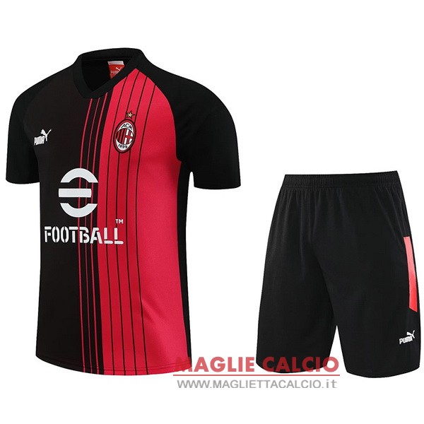 nuova formazione set completo divisione magliette ac milan 2023-2024 nero rosso