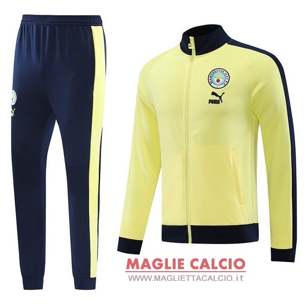 nuova manchester city insieme completo blu navy giallo giacca 2023-2024