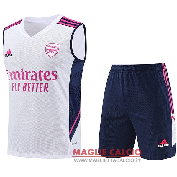 nuova formazione senza maniche set completo magliette arsenal 2023-2024 bianco rosa blu