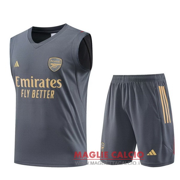 nuova formazione senza maniche set completo magliette arsenal 2023-2024 grigio