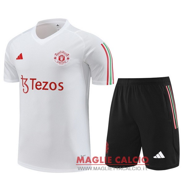 nuova formazione set completo divisione magliette manchester united 2022-2023 bianco I nero