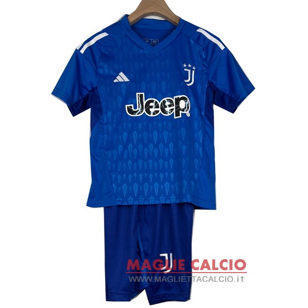 magliette portiere juventus set completo bambino 2023-2024 blu