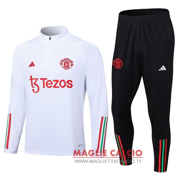 nuova manchester united insieme completo bianco II nero giacca 2023-2024