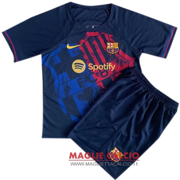 nuova concepto magliette barcellona set completo bambino 2023-2024 blu navy