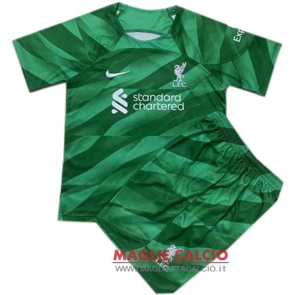nuova magliette portiere liverpool set completo bambino 2023-2024 verde