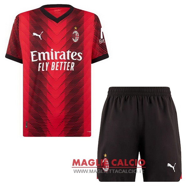 nuova prima magliette ac milan set completo bambino 2023-2024
