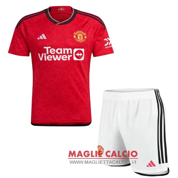 nuova prima maglietta manchester united set completo bambino 2023-2024