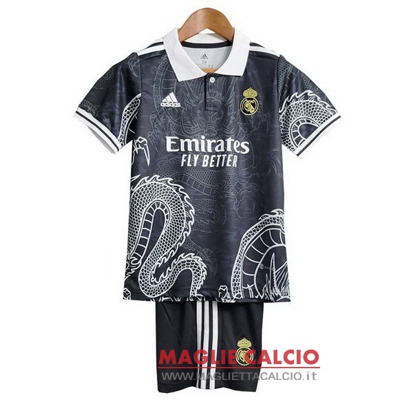 nuova especial maglietta real madrid set completo bambino 2023-2024 nero