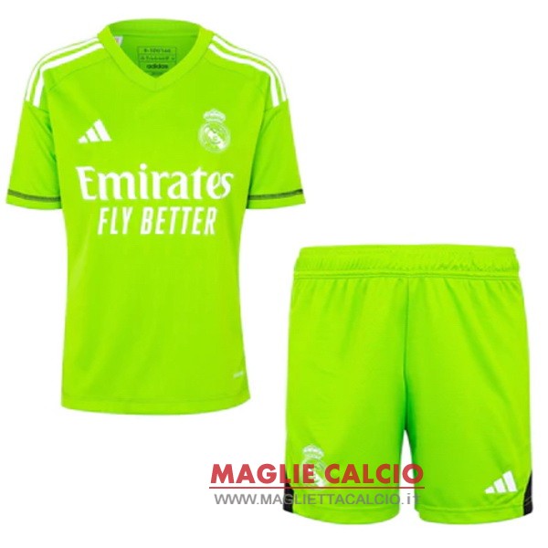 nuova portiere maglietta real madrid set completo bambino 2023-2024 verde