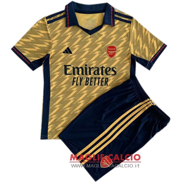 nuova speciale magliette arsenal set completo bambino 2023-2024 giallo