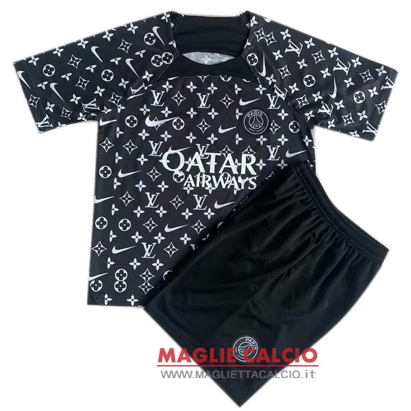 nuova speciale divisione magliette paris saint germain set completo uomo 2023-2024 nero