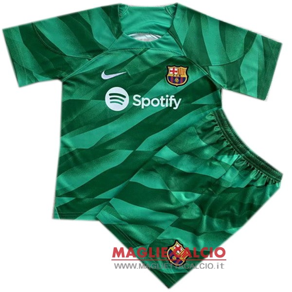 nuova portiere magliette barcellona set completo bambino 2023-2024 verde