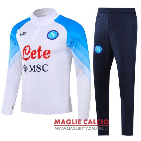 felpa da allenamento bambino set completo psg 2023-2024 bianco blu