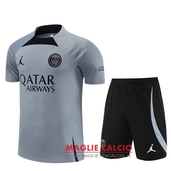 nuova formazione set completo divisione magliette psg 2023-2024 grigio nero