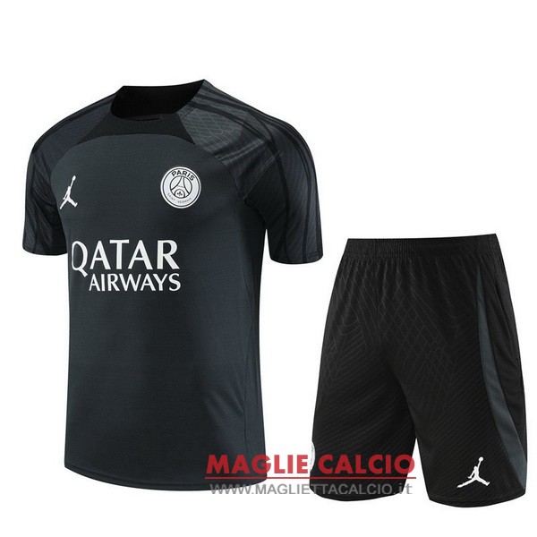 formazione magliette paris saint germain set completo bambino 2023-2024 nero grigio