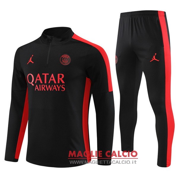 felpa da allenamento bambino set completo psg 2023-2024 rosso II nero