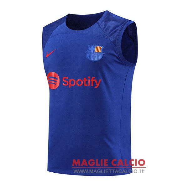 nuova senza maniche formazione divisione magliette barcelona 2023-2024 blu