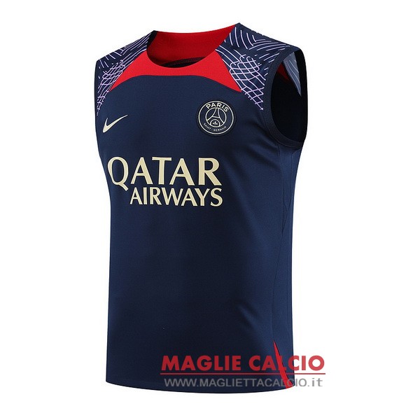 nuova formazione senza maniche divisione magliette paris saint germain 2023-2024 blu rosso purpureo