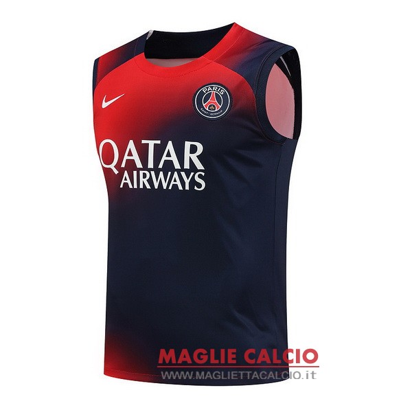 nuova formazione senza maniche divisione magliette paris saint germain 2023-2024 rosso blu