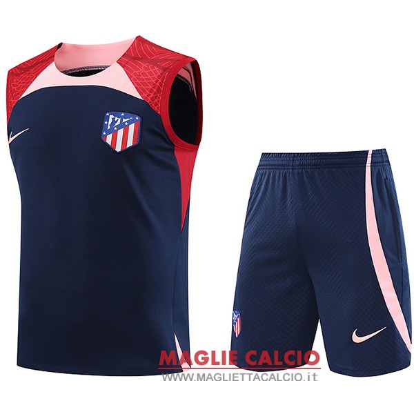 nuova sin mangas formazione divisione magliette set completo atlético madrid 2023-2024 blu rosso