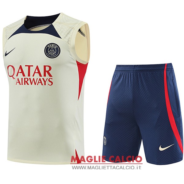 nuova sin mangas magliette set completo paris saint germain formazione 2023-2024 giallo blu rosso