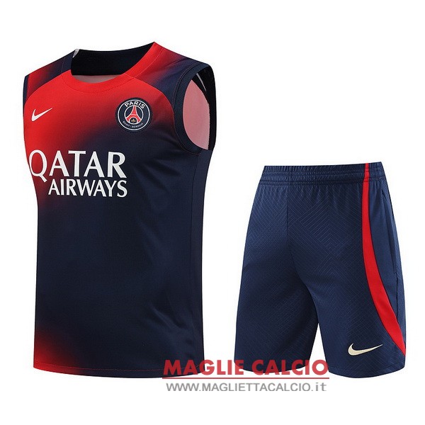 nuova sin mangas magliette set completo paris saint germain formazione 2023-2024 rosso blu