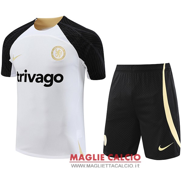 nuova formazione set completo magliette chelsea 2023-2024 bianco nero giallo