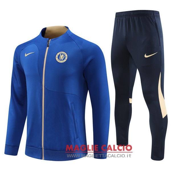 nuova chelsea insieme completo blu nero giacca lunga zip 2023-2024