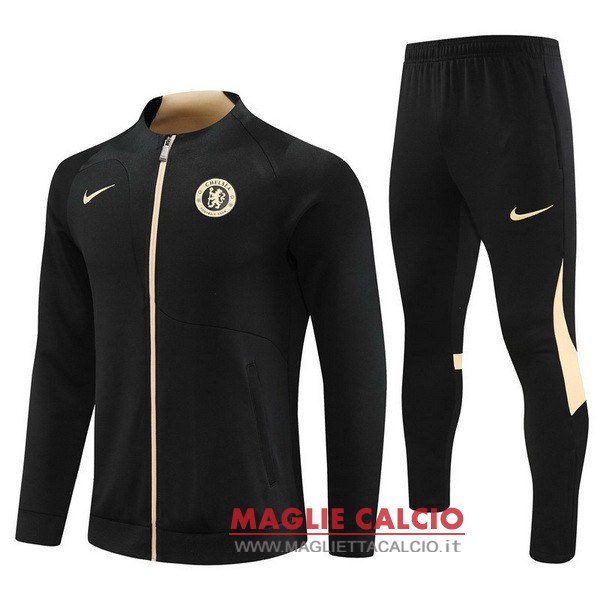 nuova chelsea insieme completo nero giallo giacca lunga zip 2023-2024