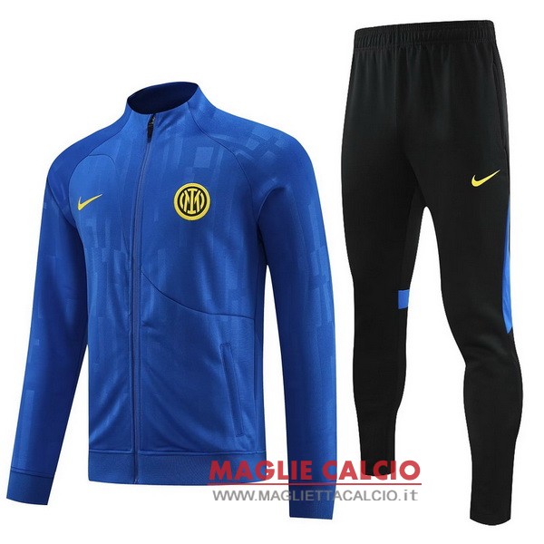 nuova inter milan insieme completo blu nero giacca lunga zip 2023-2024