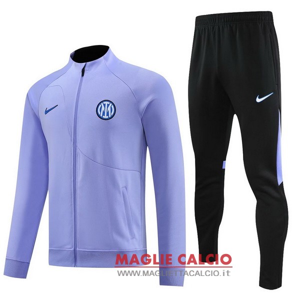 nuova inter milan insieme completo purpureo nero giacca lunga zip 2023-2024