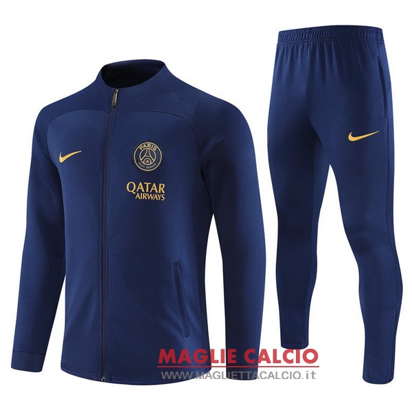 nuova paris saint germain insieme completo blu I navy giacca lunga zip 2023-2024