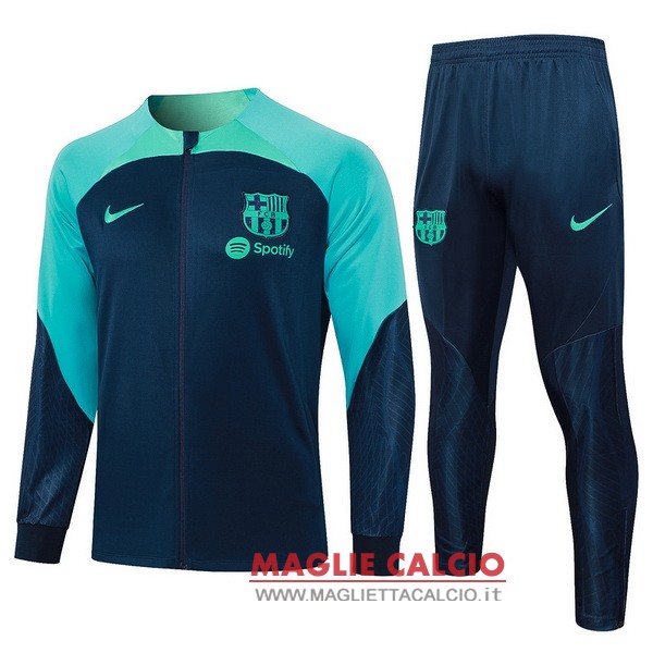 felpa da allenamento bambino set completo barcelona 2023-2024 blu navy verde