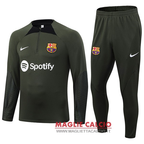 nuova barcelona set completo verde navy felpa da allenamento 2023-2024