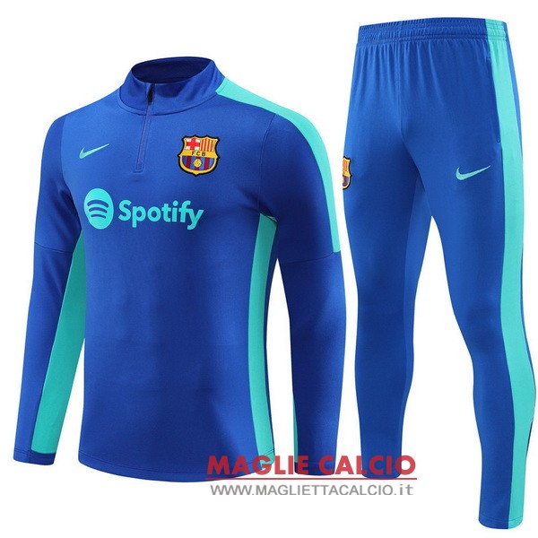 felpa da allenamento bambino set completo barcelona 2023-2024 blu verde