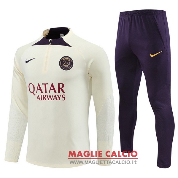 felpa da allenamento bambino set completo psg 2023-2024 giallo purpureo