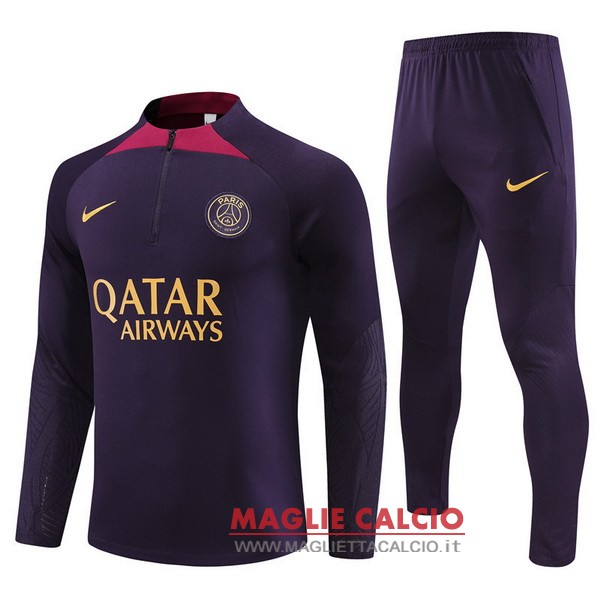 felpa da allenamento bambino set completo psg 2023-2024 purpureo I rosso