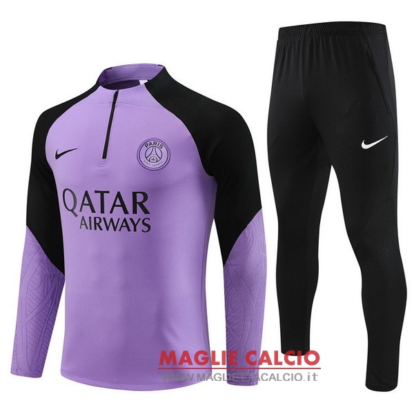 felpa da allenamento bambino set completo psg 2023-2024 purpureo nero