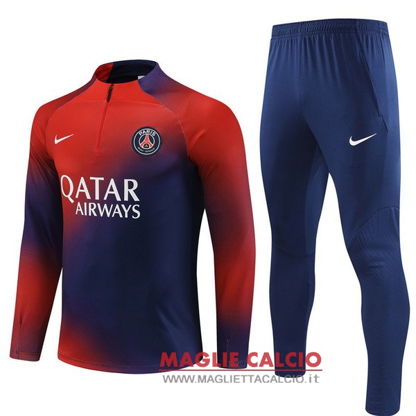 felpa da allenamento bambino set completo psg 2023-2024 rosso blu navy