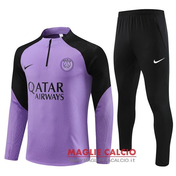 nuova giocatori paris saint germain insieme completo purpureo nero felpa da allenamento 2023-2024