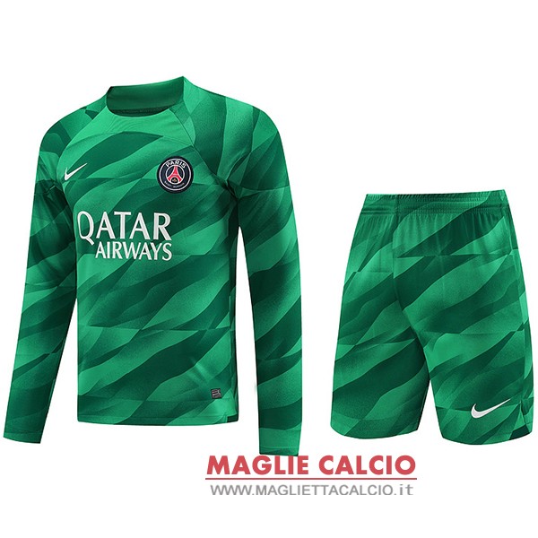 tailandia nuova divisione magliette set completo uomo portiere manica lunga paris saint germain 2023-2024 verde