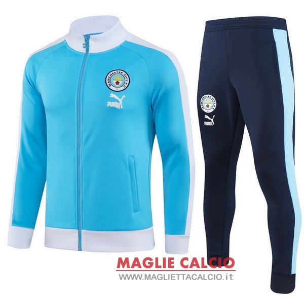 nuova manchester city insieme completo blu II bianco giacca lunga zip 2023-2024