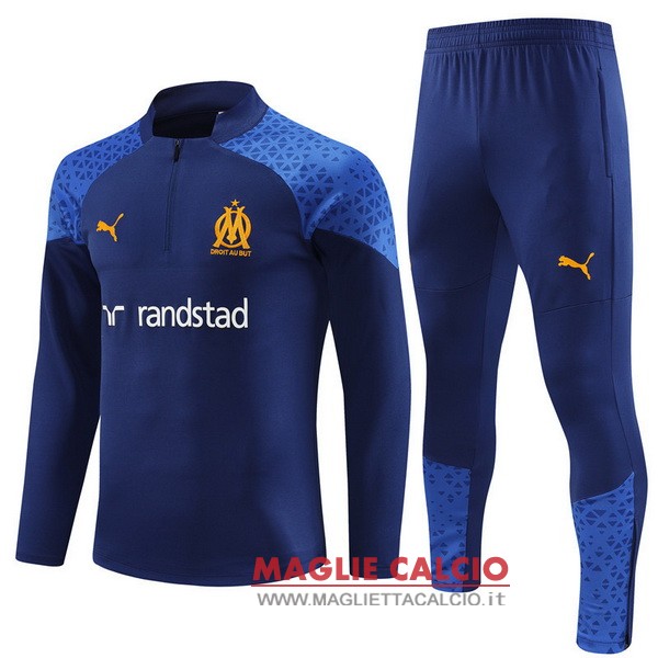 felpa da allenamento bambino set completo marseille 2023-2024 blu navy