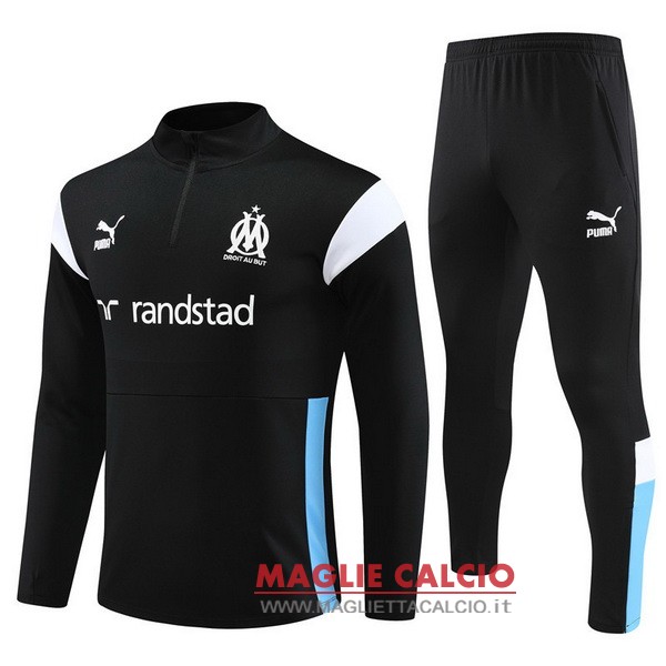 felpa da allenamento bambino set completo marseille 2023-2024 nero bianco