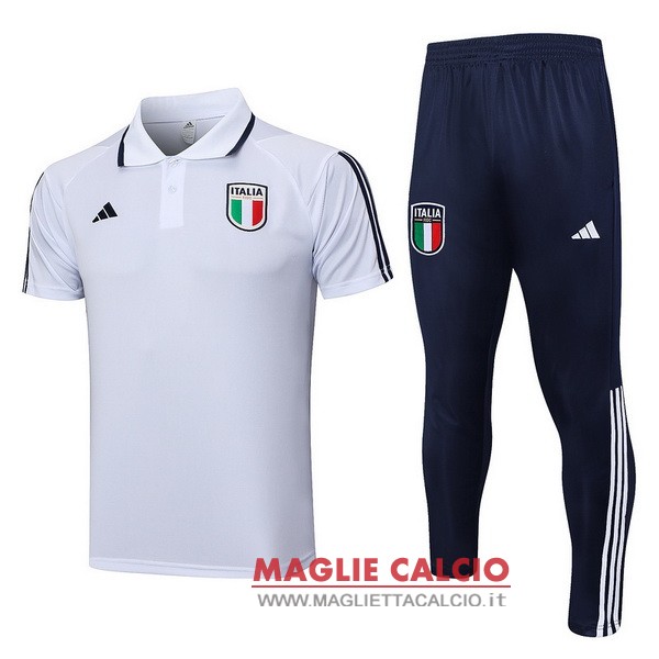 polo set completo maglia italia 2023 bianco blu