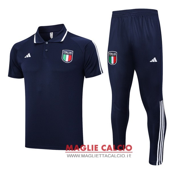 polo set completo maglia italia 2023 blu navy
