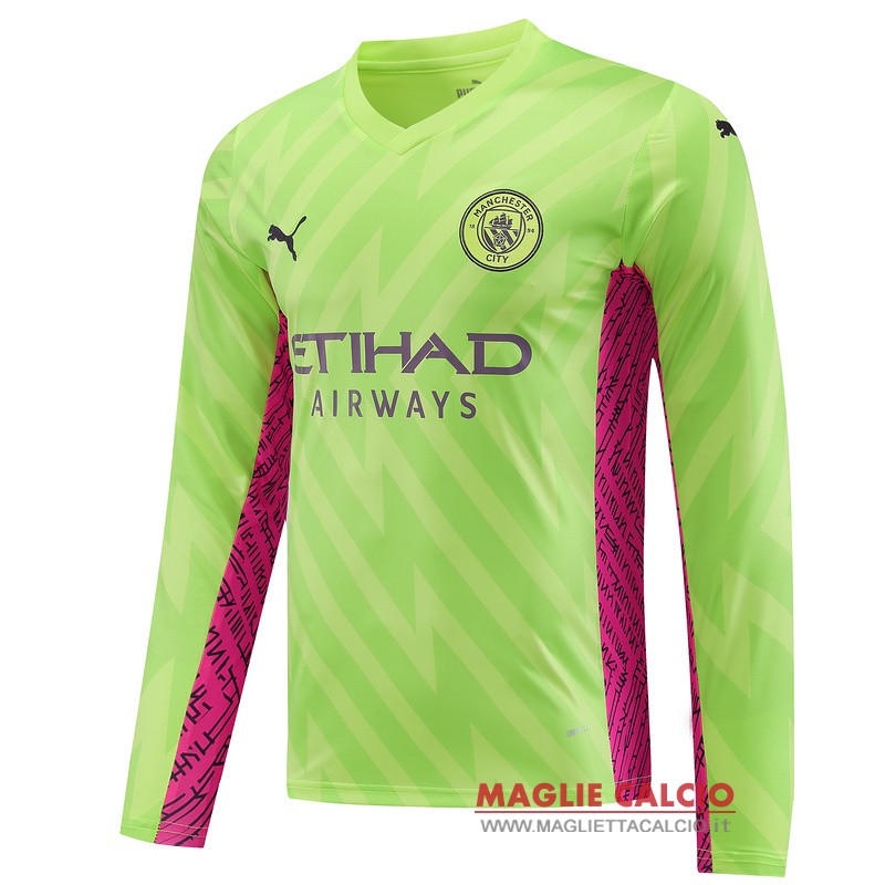 tailandia nuova divisione magliette portiere manica lunga manchester city 2023-2024 giallo verde