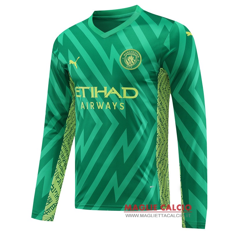 tailandia nuova divisione magliette portiere manica lunga manchester city 2023-2024 verde