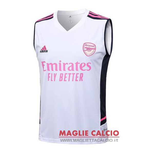 nuova formazione senza maniche magliette arsenal 2023-2024 bianco rosa