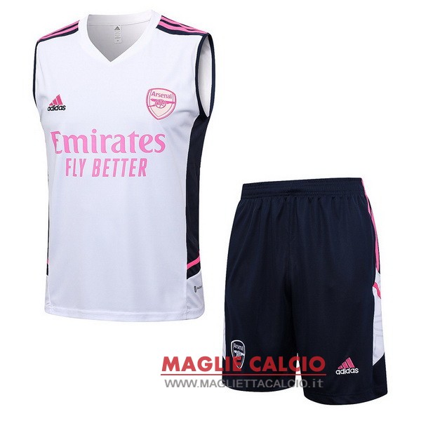 nuova formazione senza maniche set completo magliette arsenal 2023-2024 bianco I rosa blu